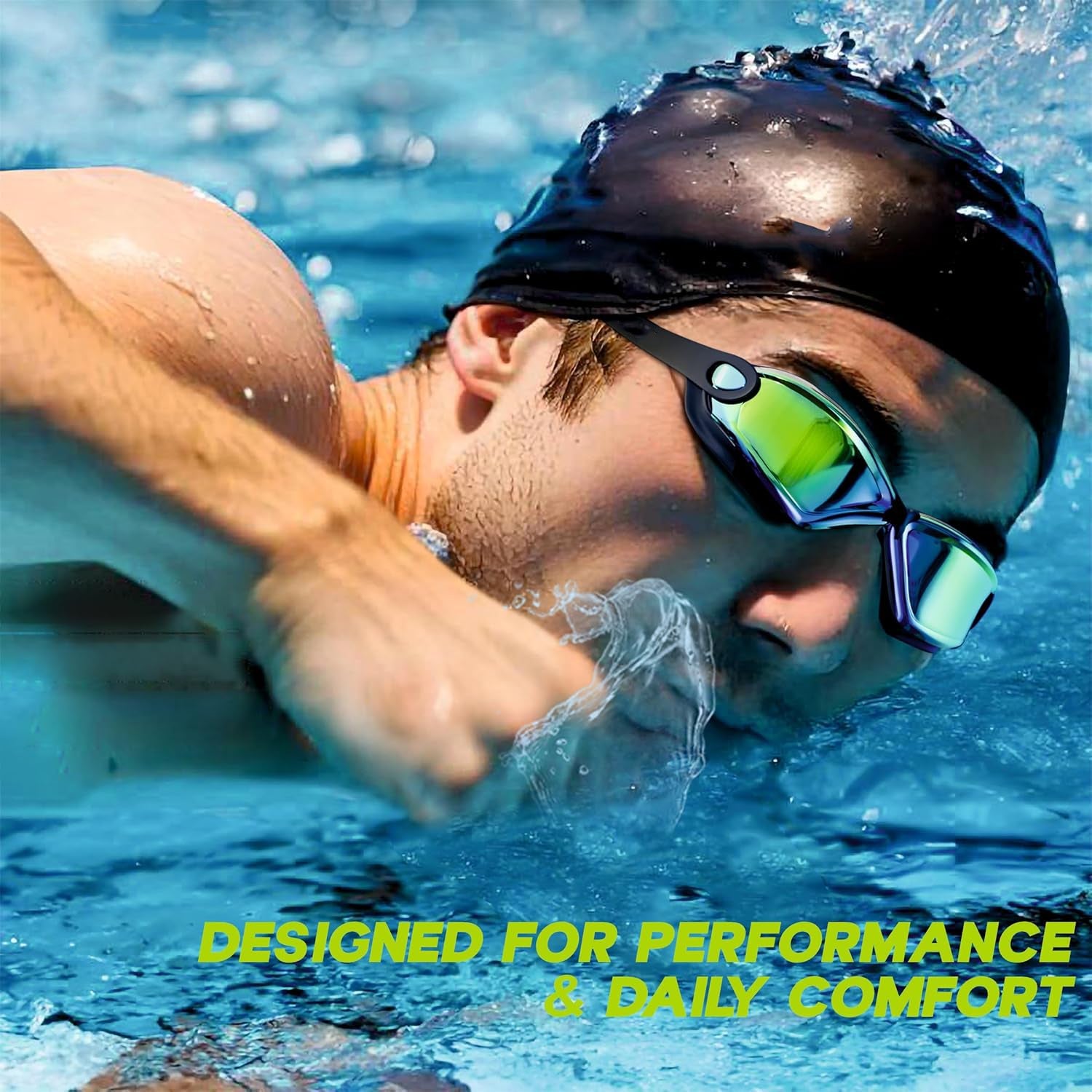 Knx Professional Anti-Fog UV Protection Swimming Goggles with Mirrored Lenses and Earplugs Knx Professional Anti-Fog UV Protection Swimming Goggles with Mirrored Lenses and Earplugs